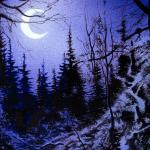 Detail Image of the moon and trees - art by Geoff Taylor